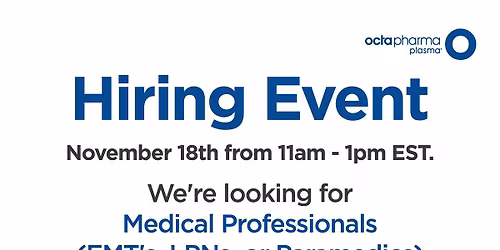 Octapharma Plasma Hiring Event