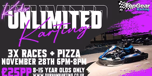 Kids Unlimited Karting @ TopGear Karting: 3 Races + Pizza for just \u00a325pp
