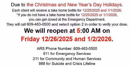 ARS Closed for New Year's Day