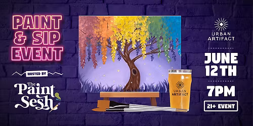 Paint & Sip Painting Event in Cincinnati, OH \u2013 \u201cRainbow Tree\u201d at UA