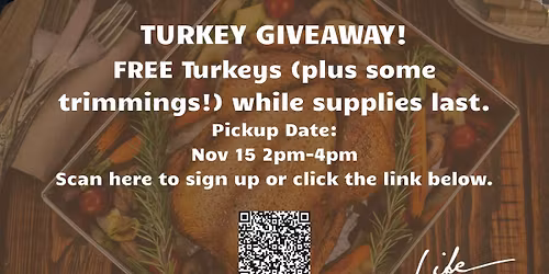 Free Turkey Giveaway (While Supplies Last)