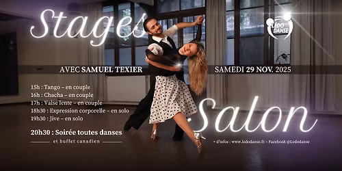 Stages salon avec Samuel Texier \ud83c\udf1f Soir\u00e9e toutes danses \ud83e\udea9 L\u00e9dodanse \u00e0 Juraparc