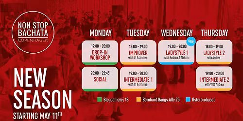 NONSTOP BACHATA - WEEKLY CLASSES - SUMMER 2026 SEASON