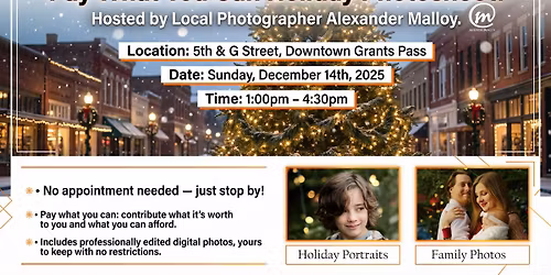 Holiday Photos for All!  Pay-What-You-Can at 5th & G Street