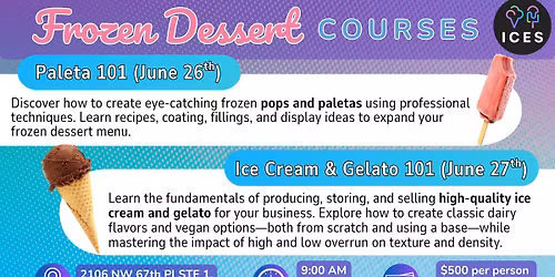Frozen Dessert Courses This June in Gainesville, FL!