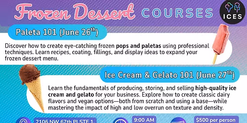 Frozen Dessert Courses This June in Gainesville, FL!