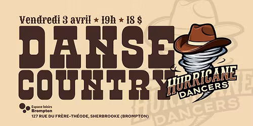Danse country \u00e0 Brompton avec Hurricane Dancers | 3 avril 2026