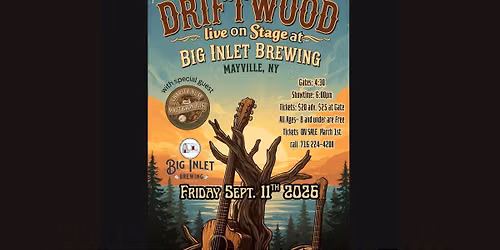 DRIFTWOOD wsg Charity Nuse & Matt Gronquist LIVE Stage at Big Inlet Brewing, Mayville, NY