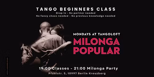 Tango Beginners Class - Milonga Popular 