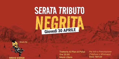 \ud83d\udd25 NEGRITA Tribute Band - SERATA LIVE alla Trattoria al Plan di Paluz \ud83c\udfb5