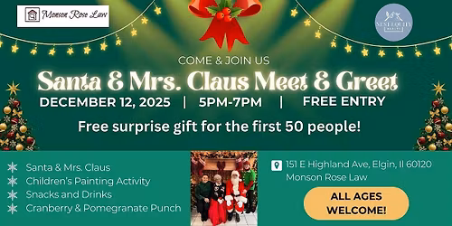 Free Meet & Greet Photo Op with Santa and Mrs. Claus