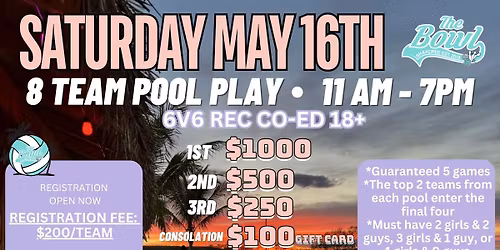 May 16th- Recreational Volleyball Tournament