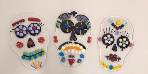 Dia de Los Muertos fused glass dish