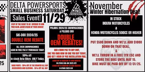 Delta Powersports Small Business Saturday Sales Event!