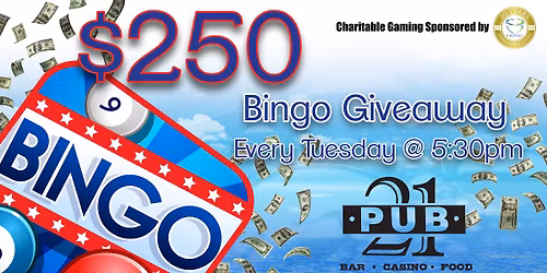 Tuesday Bingo Giveaway @ Pub 21