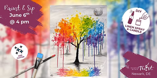 \ud83c\udfa8 Saturday Paint & Sip \u2013 Creative Fun in Newark, DE - Rainbow Drip Tree