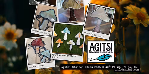 Stained Glass Mushroom Garden Stakes