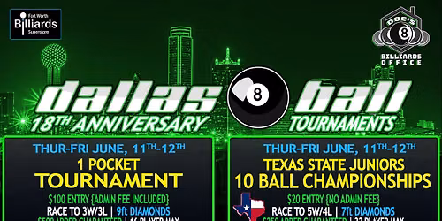 Dallas 8Ball League 18th Anniversary Tournaments