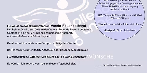 Veranstaltung zu Gunsten der Rollenden Engel f\u00fcr Bike und Trike in P\u00fchret Ober\u00f6sterreich
