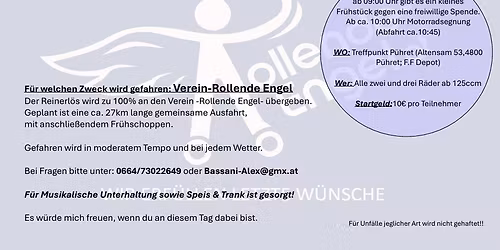 Veranstaltung zu Gunsten der Rollenden Engel f\u00fcr Bike und Trike in P\u00fchret Ober\u00f6sterreich