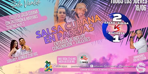 SALA VIVALDI, SALSA VS BACHATA (2VS1), TALLERES DE SALSA CUBANA Y BACHATA+SOCIAL
