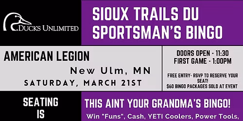 New Ulm DU Sportsman's Bingo!