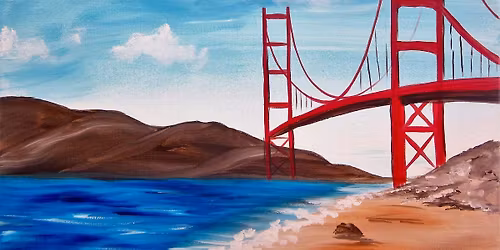 "Golden Gate Bridge" Paint and Sip at Pinstripes San Mateo!