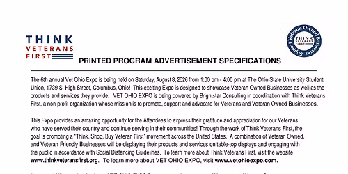ADVERTISE YOUR BUSINESS IN THE 2026  VET OHIO EXPO PROGRAM