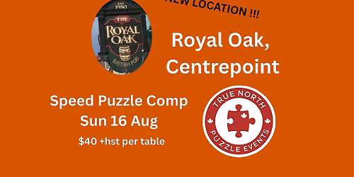 Speed Puzzle Competition - Sunday Aug 16, 2026