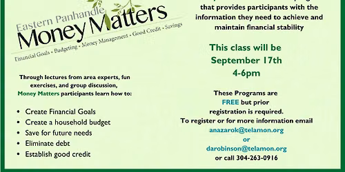 Money Matters Workshop September 17, 2026