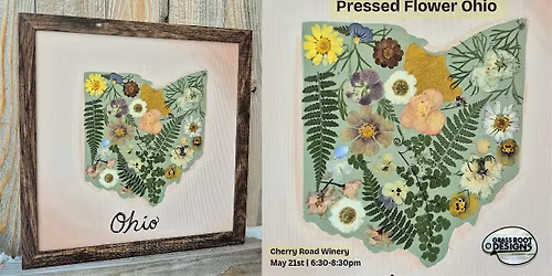 Framed Pressed Flower Ohio| Cherry Road Winery