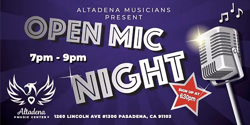 FREE Open Mic Night @ Altadena Music Center