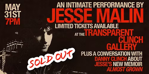 An Intimate Performance by Jesse Malin LIVE at the Transparent Clinch Gallery