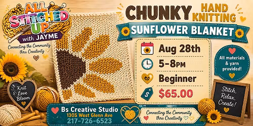 Finger Knitting Chunky Sunflower Blanket