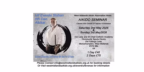 Ulf Even\u00e5s Shihan 8th Dan UK Seminar 2nd & 3rd May 2026
