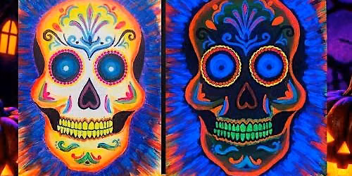 The Bank Shot Glow-in-the-dark Sugar Skull Paint & Sip!