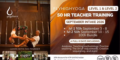 50h FlyHighYoga\u00ae Teacher Training \u2014 Level 1 & Level 2