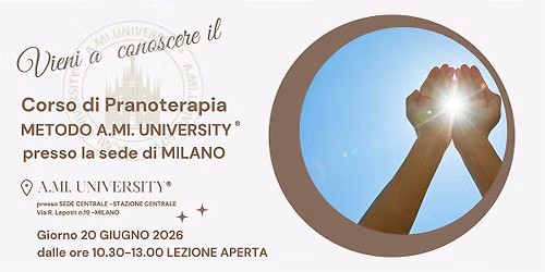 CORSO DI  PRANOTERAPIA A MILANO: VIVI  L'ESPERIENZA DI UNA LEZIONE APERTA