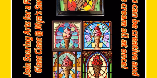 Paint and Scoop Class with Soaring Arts and Mya\u2019s Sweet Treats: Faux Stained Glass Ice Cream Art