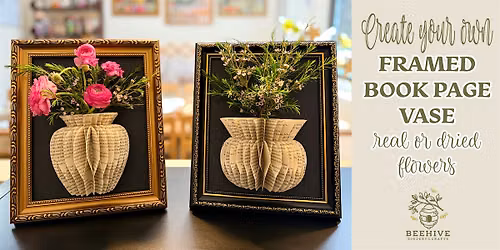 Framed Book Page Vase for LIVE Flowers