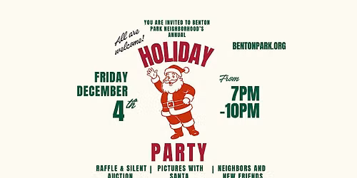 FREE - Benton Park's 2026 Holiday Party w\/ Santa \u2014 1 free drink for members