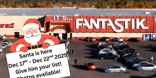 Santa is hanging out at the Fantastic Indoor Swap Meet