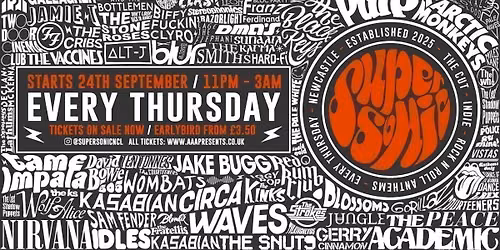 SUPERSONIC: NEWCASTLE\u2019S THURSDAY INDIE PARTY @ theCUT - 1st October 2026