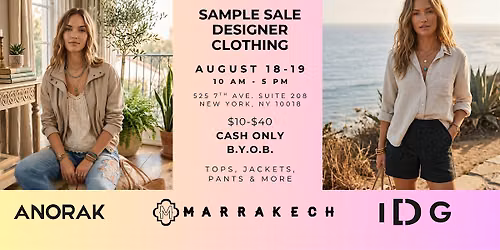 NYC Designer Sample Sale: Marrakech Clothing, My Anorak, IDG