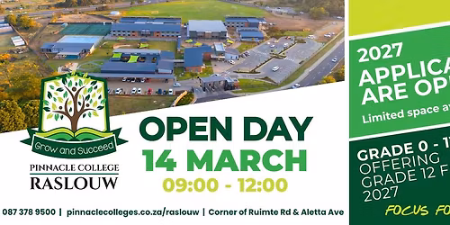 Pinnacle College Raslouw - Open Day 14 March 2026