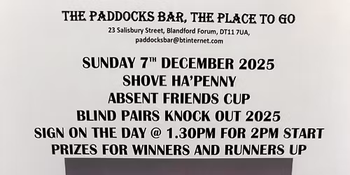 Absent Friends Shove Ha\u2019penny pairs knock out \ud83e\ude99\ud83e\ude99\ud83e\ude99\ud83e\ude99