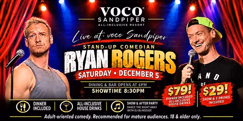 Ryan Rogers\u2013 Live Comedy at voco Sandpiper - From 29!