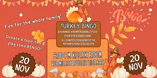 \ud83e\udd83 TURKEY BINGO! A Family Food Drive Fundraiser
