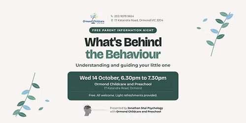What's Behind the Behaviour: Free Parent Information Night
