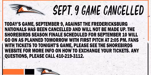 Fredericksburg Nationals at Delmarva Shorebirds at Arthur W Perdue Stadium